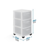PLASTICOS MQ 3-Drawer Storage Cabinet Rolling Cart in Clear and White (2-Pack) 547-WHT2PK